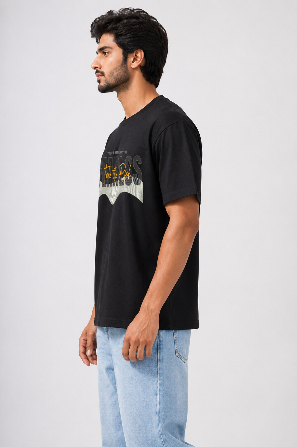 Alpha Street Men's Premium Graphic Cotton Black Tee D26005