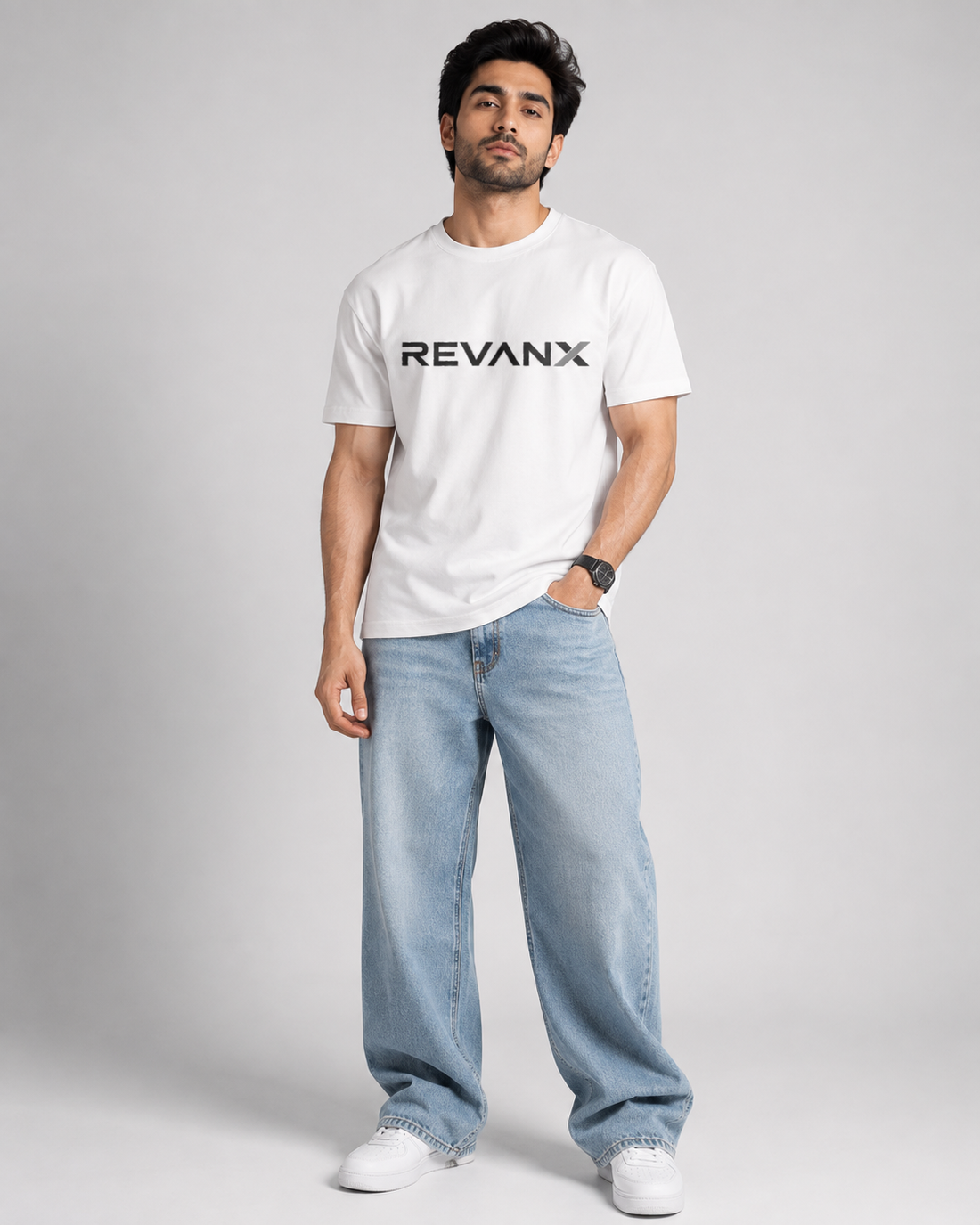 Men’s White Cotton Regular Fit Graphic Print T-Shirt | REVANX Casual Half Sleeve Tee D26012