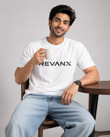 Men’s White Cotton Regular Fit Graphic Print T-Shirt | REVANX Casual Half Sleeve Tee D26012