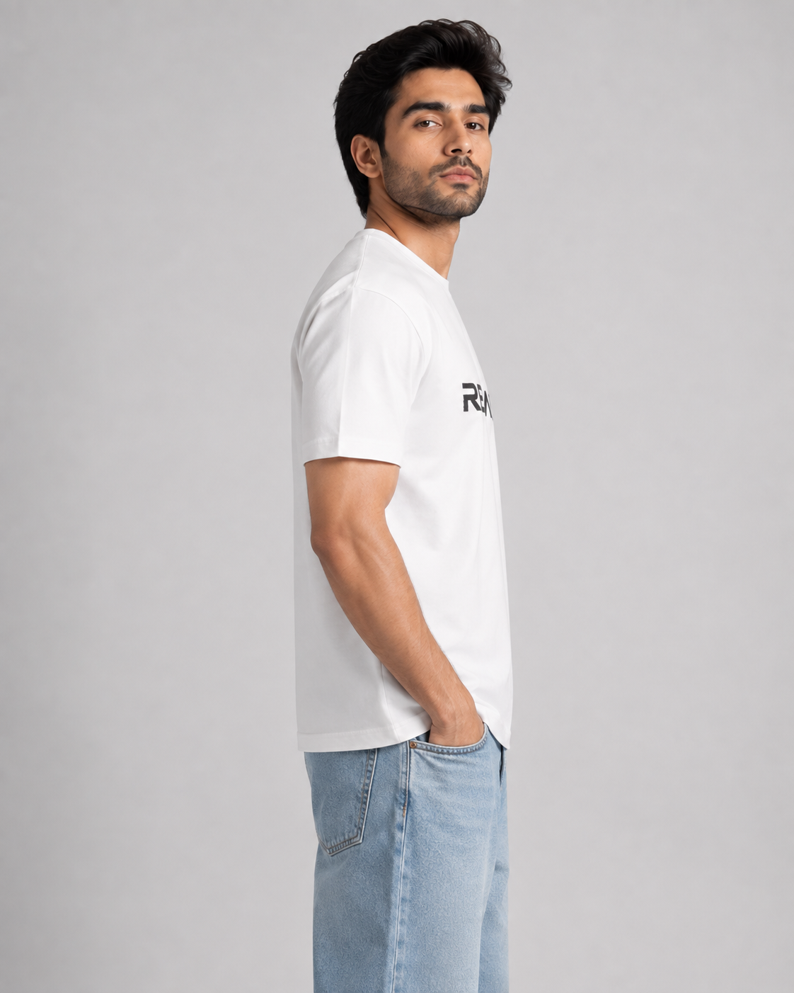 Men’s White Cotton Regular Fit Graphic Print T-Shirt | REVANX Casual Half Sleeve Tee D26012
