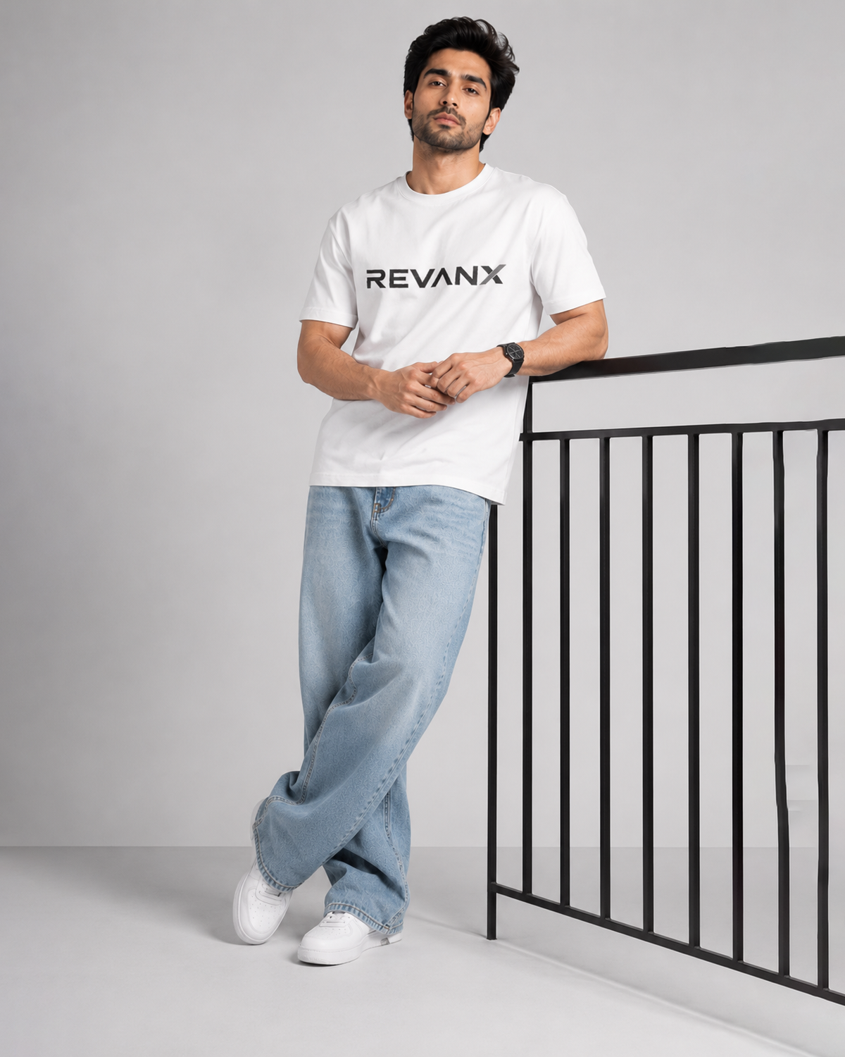 Men’s White Cotton Regular Fit Graphic Print T-Shirt | REVANX Casual Half Sleeve Tee D26012