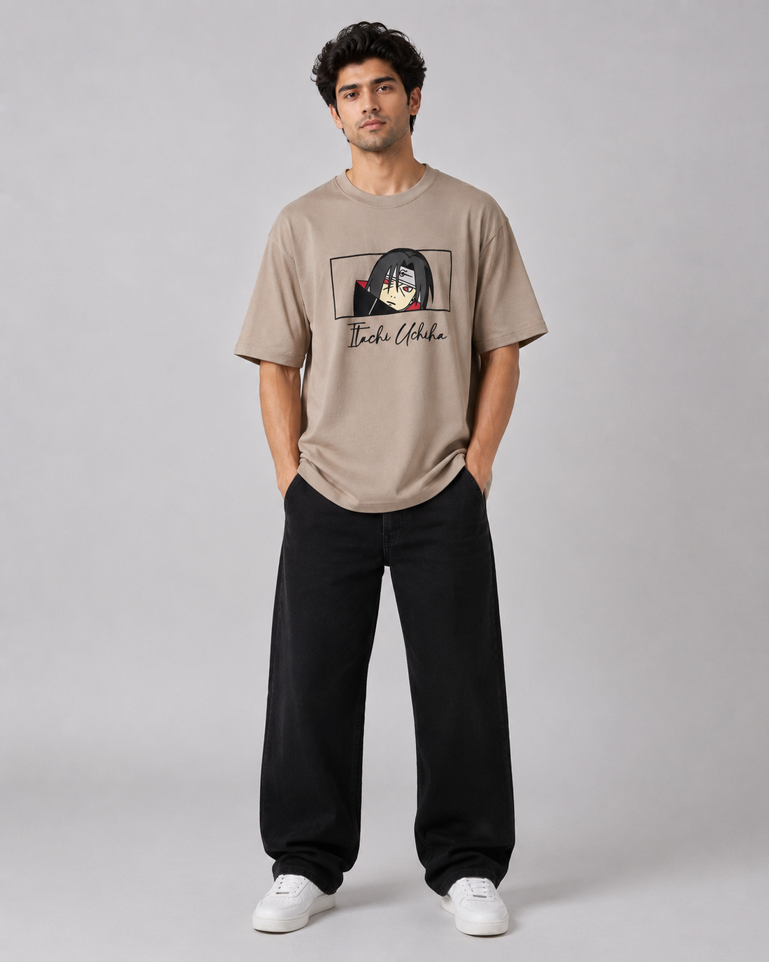 Men's Anime Inspired Graphic Oversized T-Shirt | Premium Cotton Half Sleeve Round Neck Casual Tee D26003