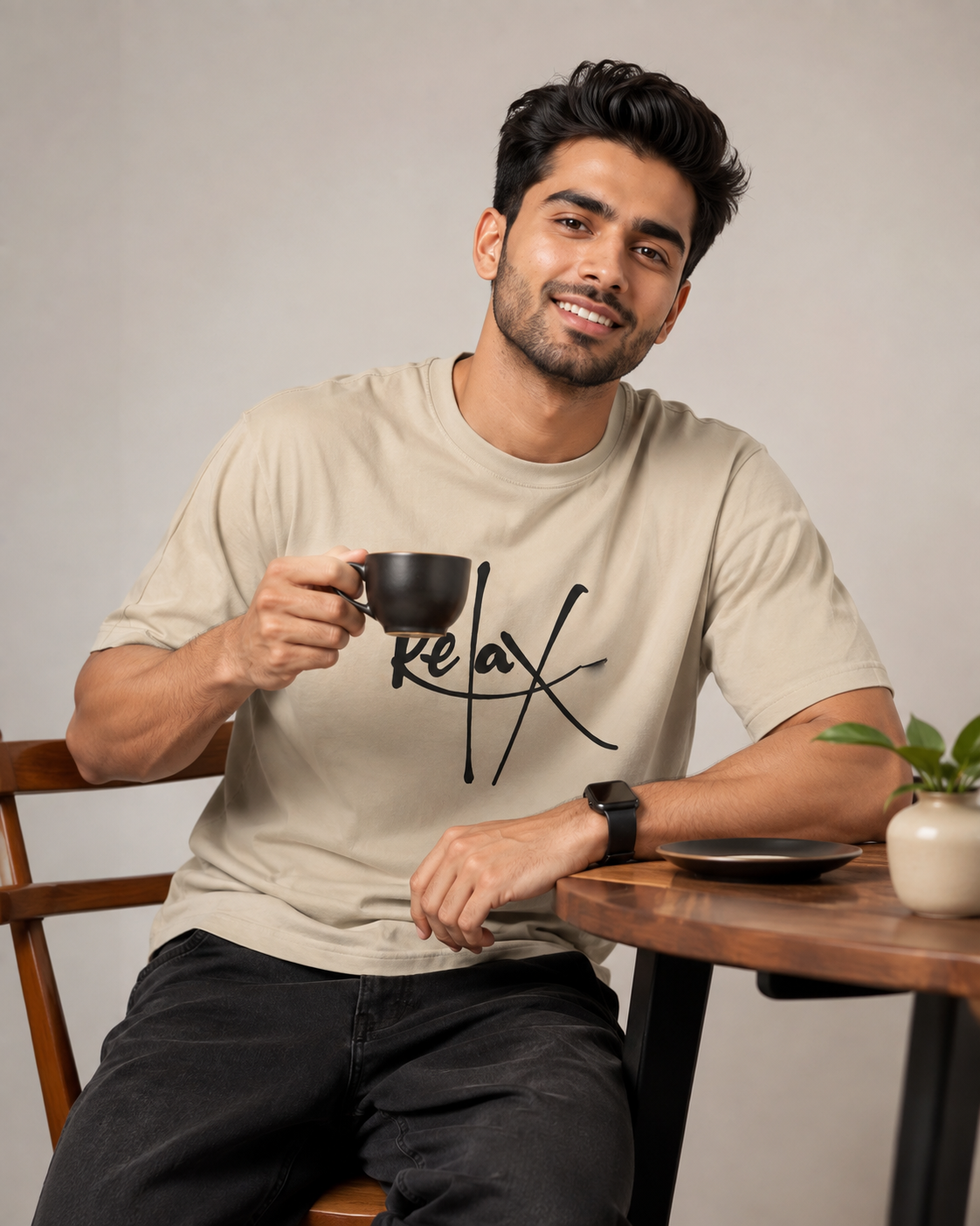 Men’s Relax Graphic Printed Oversized Cotton T-Shirt – Premium Casual Streetwear Tee D26013