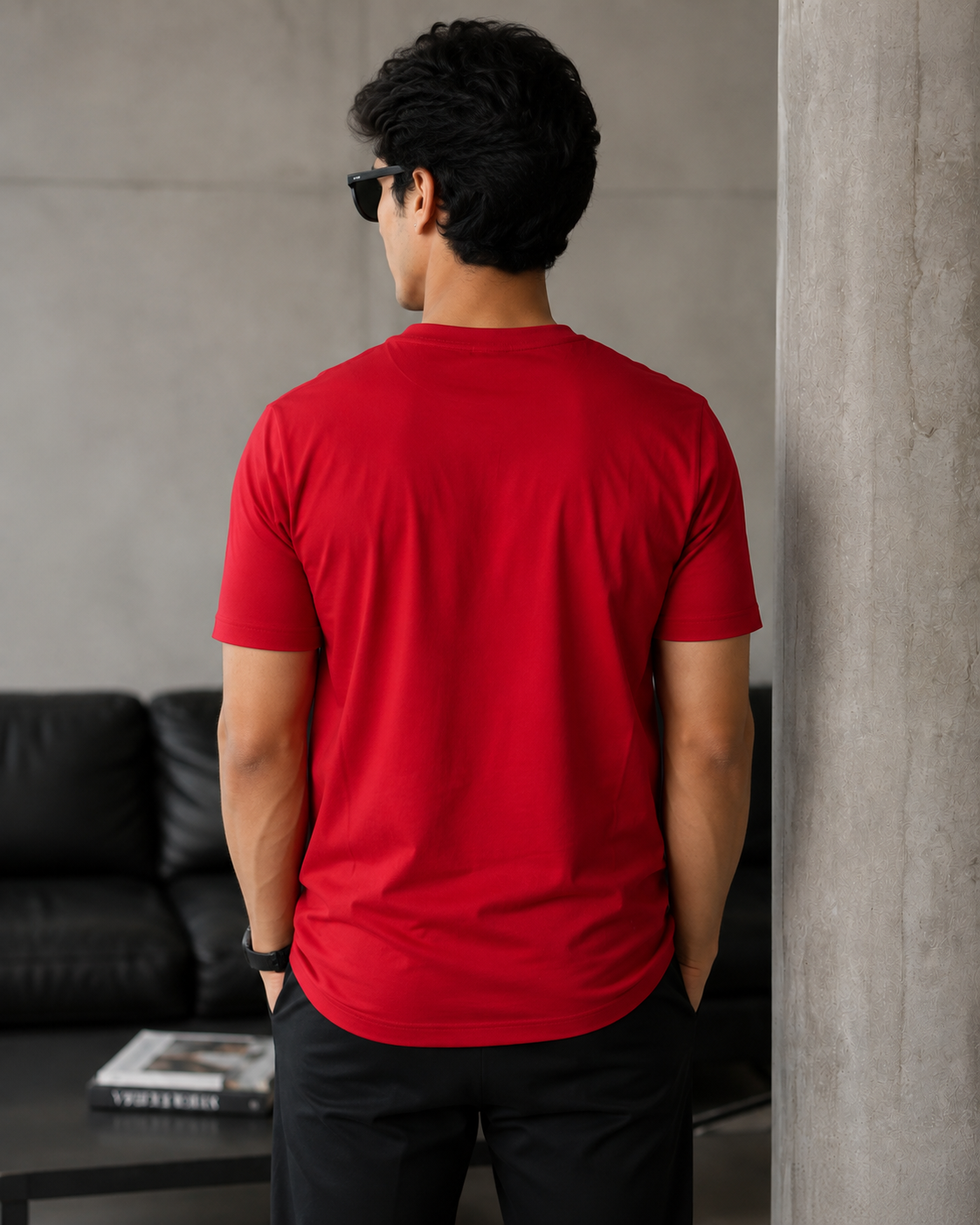 Premium Men’s Solid Red Round Neck Cotton T-Shirt – Regular Fit Casual Wear D26009
