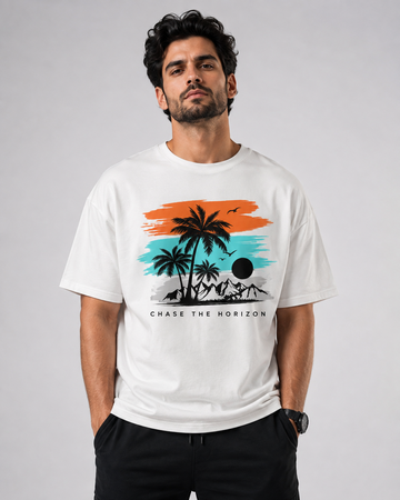 Premium Oversized Half Sleeve T-Shirt for Men | Horizon Adventure Graphic Print D26018